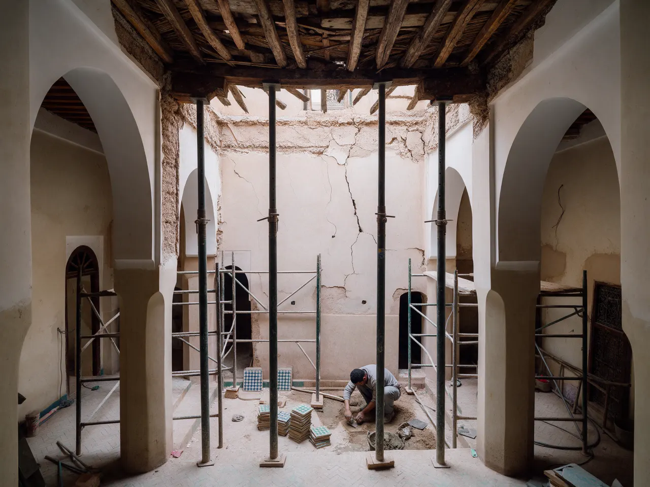 Rénovation et confortement d'un riad dans la médina de Marrakech