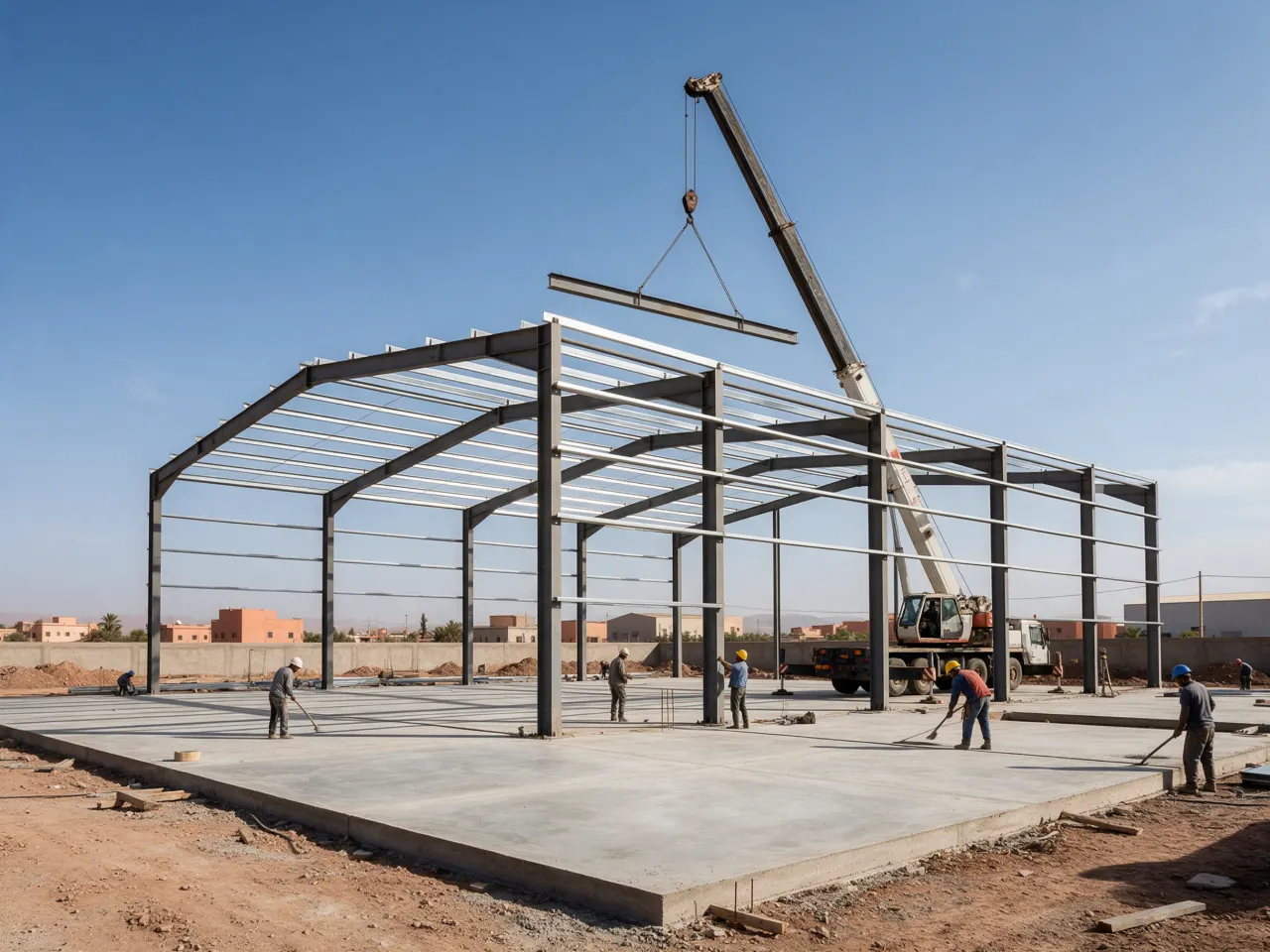 Bâtiment industriel en charpente métallique près de Marrakech